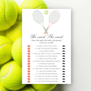 Tennis bridal shower - He said she said game