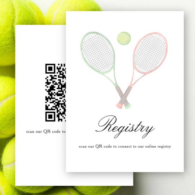 Tennis Bridal shower QR code for registry  Enclosure Card (Creator Uploaded)