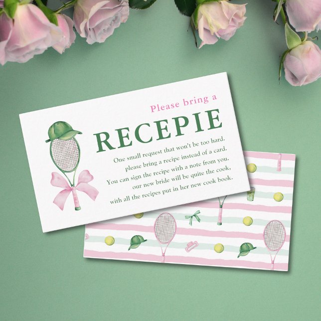 Tennis Bridal Shower Recipe Enclosure Card Insert (Creator Uploaded)