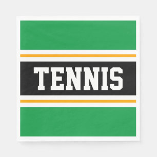 TENNIS Bright Green Black Yellow Racing Stripes Napkin