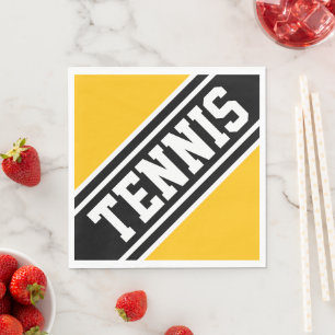 TENNIS Bright Yellow Orange Black Racing Stripes Napkin