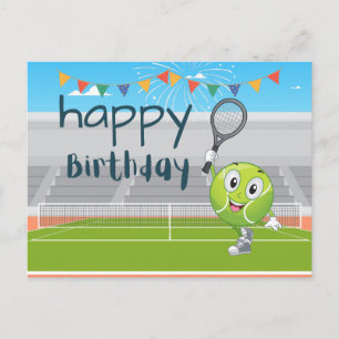 Tennis Carte Anniversaire avec raquette et balle s