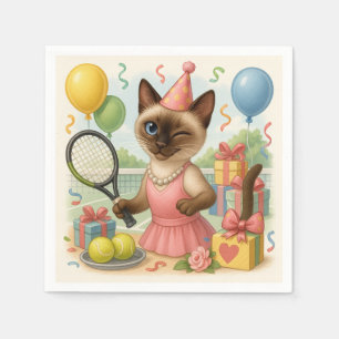 Tennis Cat Paw-some Birthday Party Napkin