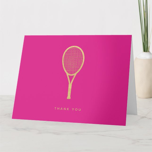 Tennis Chic Pink Gold Custom Folded Thank You (Front)