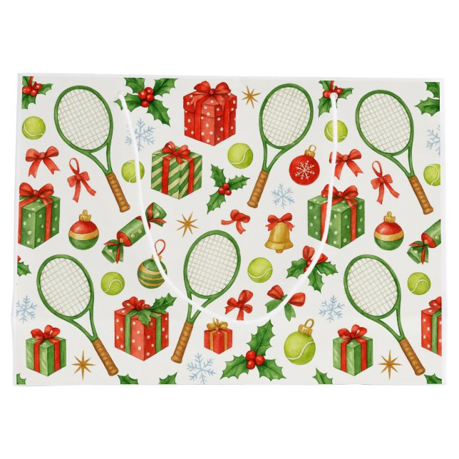 Tennis Christmas ball and racket gifts for Party Large Gift Bag (Back)