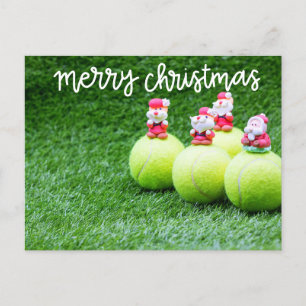 Tennis Christmas ball with Santa Claus Postcard