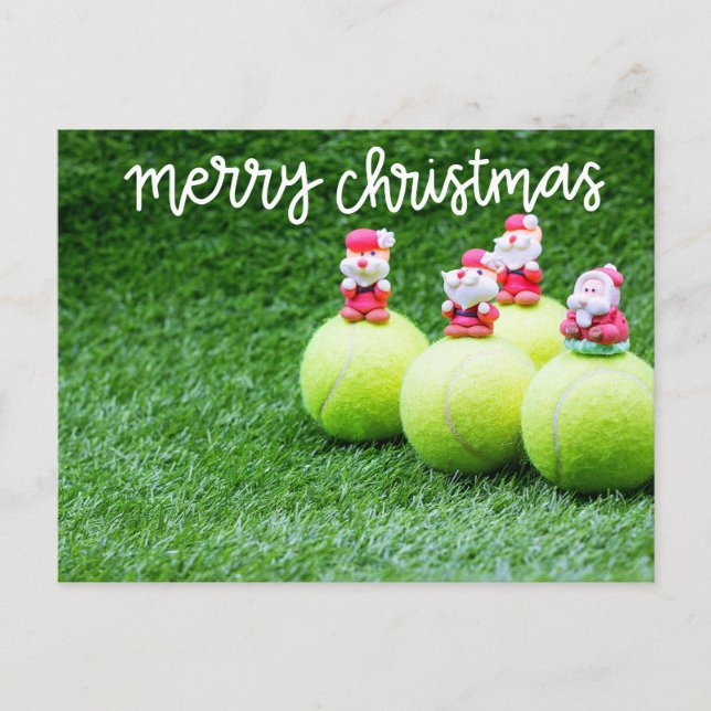 Tennis Christmas ball with Santa Claus Postcard (Front)