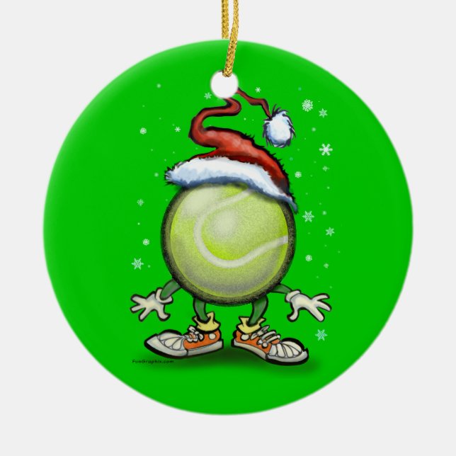 Tennis Christmas Ceramic Ornament (Front)