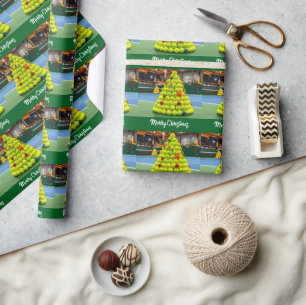 Tennis Christmas  Festive Ball Christmas themed Wrapping Paper