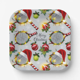 Tennis Christmas  Festive Racquets and Ball  Paper Plate