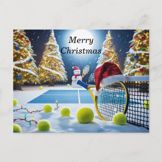 Tennis Christmas  Festive Racquets Holiday Postcard (Front)