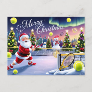 Tennis Christmas Festive Racquets Holiday Postcard