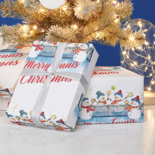 Tennis Christmas Festive Snowman Wrapping Paper