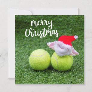 Tennis Christmas Holiday Card with ball and Santa
