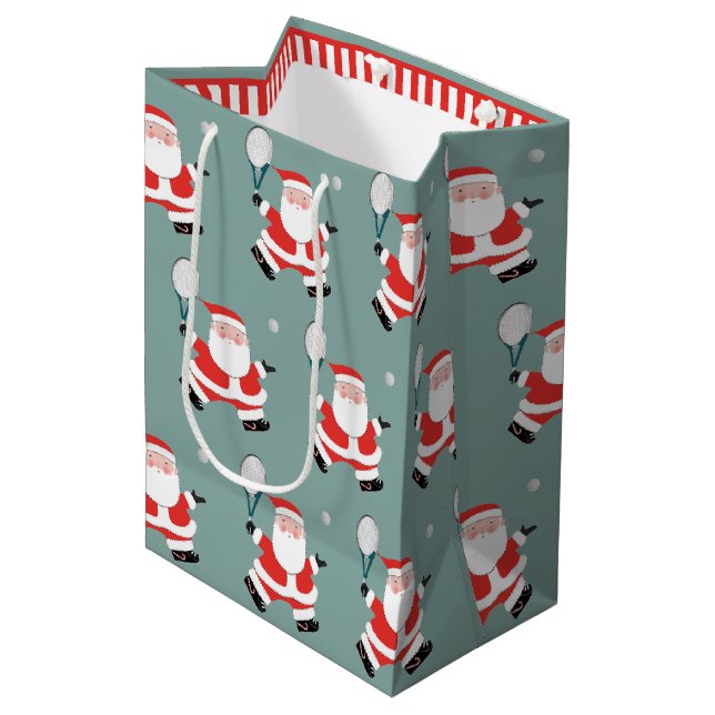 Tennis Christmas Holiday Medium Gift Bag (Front Angled)