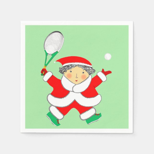 Tennis Christmas Holiday Napkin (Front)
