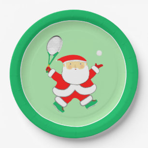 Tennis Christmas Holiday Paper Plate