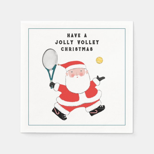 Tennis Christmas Holiday Party Napkin (Front)