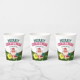Tennis Christmas Holiday  with Santa Claus   Paper Cups