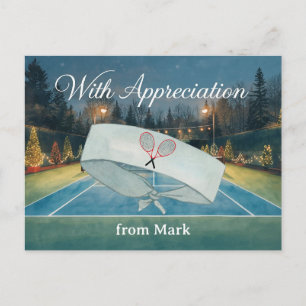 Tennis Christmas  on the court  With Appreciation Postcard