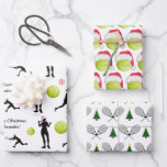 Tennis Christmas Santa Player Ball Racket & Tree Wrapping Paper Sheet<br><div class="desc">Wrap your gifts nicely with these cool paper sheets,  featuring custom text,  Santa player pattern,  Santa ball pattern & rackets and pine tree pattern. Easily change the text by clicking on the "personalize" option.</div>