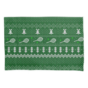 Tennis Christmas Sweater Knitted Pattern Green  Pillowcase