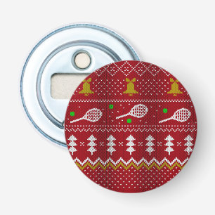 Tennis Christmas Sweater Knitted Pattern Red Xmas  Bottle Opener