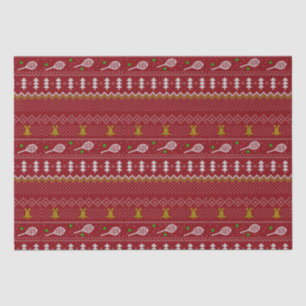 Tennis Christmas Sweater Knitted Pattern Red Xmas  Tissue Paper