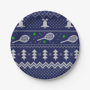 Tennis Christmas Sweater Knitted Pattern Scandi    Paper Plate