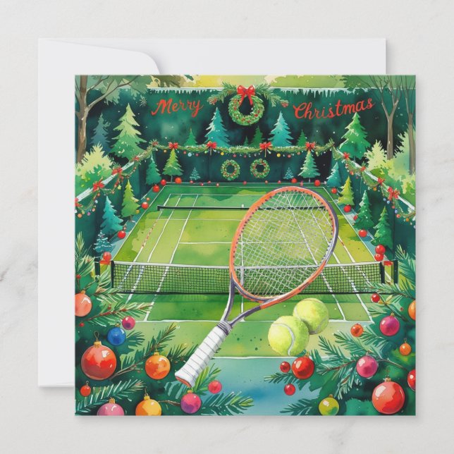 Tennis Christmas themed at Court Holiday Card (Front)
