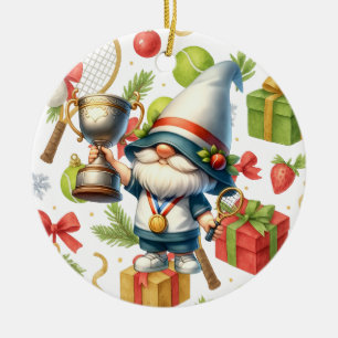 Tennis Christmas themed  Ceramic Ornament