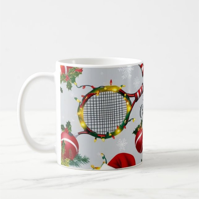Tennis christmas themed   coffee mug (Left)