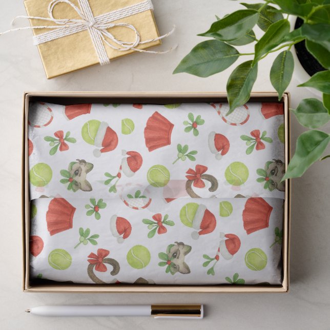 Tennis Christmas themed fir Siamese cat Lovers Tissue Paper (Gift)