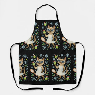 Tennis Christmas themed for Cat Lovers Apron