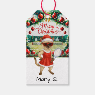 Tennis Christmas themed for Cat Lovers Gift Tags