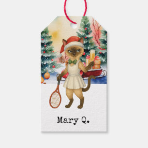 Tennis Christmas themed for Cat Lovers Gift Tags