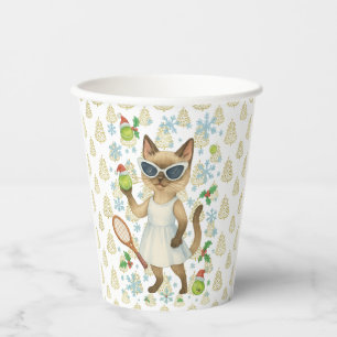 Tennis Christmas themed for Cat lovers Paper Cups