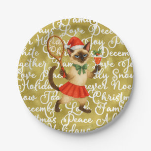 Tennis Christmas themed for Cat Lovers  Paper Plate