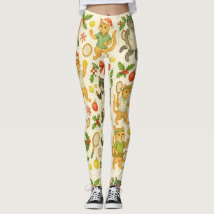 Tennis Christmas themed for Player cat lovers Leggings