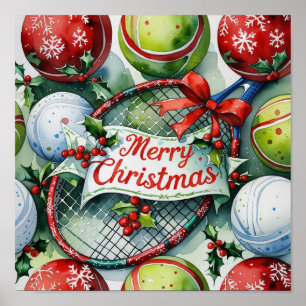 Tennis Christmas Themed for Player Poster