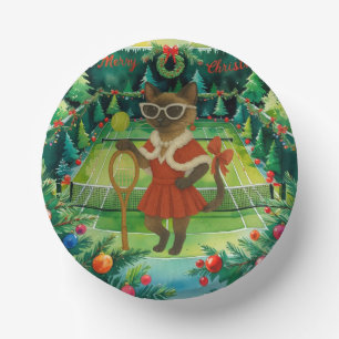 Tennis Christmas themed for Siamese Cat Lovers  Paper Plate