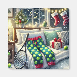 Tennis Christmas Themed with Ball  and Racket  Magnet