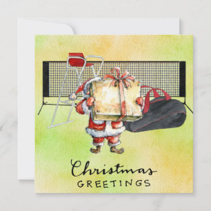 Tennis Christmas  themed with Santa Claus Holiday Card