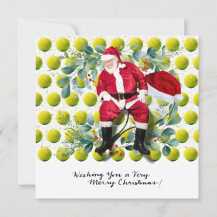 Tennis Christmas themed with Santa Claus Holiday Card