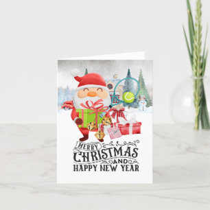Tennis Christmas themed with Santa Claus Holiday Card