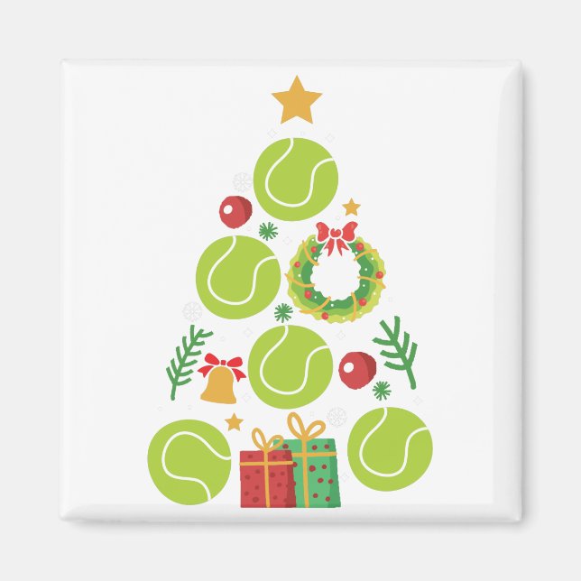 Tennis Christmas Tree | Christmas Sports Gift Magnet (Front)