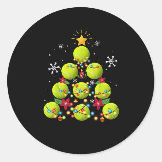 tennis christmas tree gifts classic round sticker