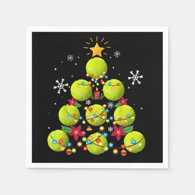 tennis christmas tree gifts napkin (Front)