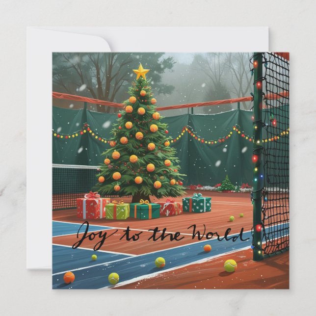 Tennis Christmas tree on the court Holiday Card (Front)