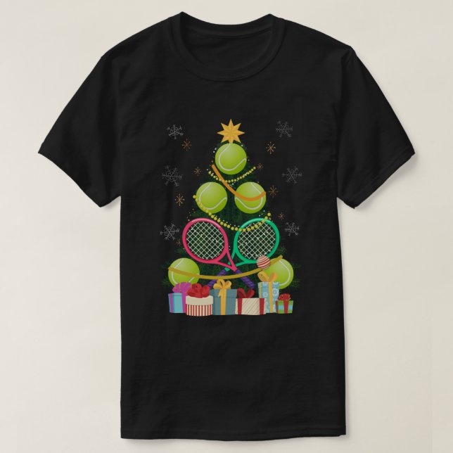 Tennis Christmas Tree Tennis Player Tennis Coach T-Shirt (Design Front)